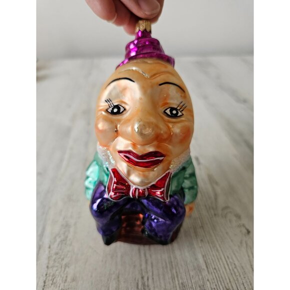 Vintage radko eggbert Humpty Dumpty fairytale ornament glass Xmas log tree - Picture 1 of 9